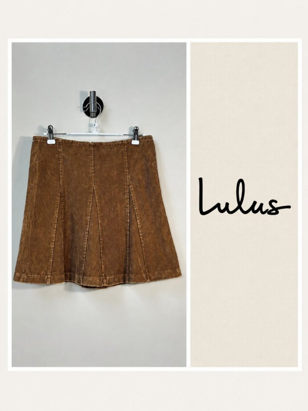 Lulus Brown Corduroy Pleated A-Line Mini Skirt Size M Cottagecore Fall